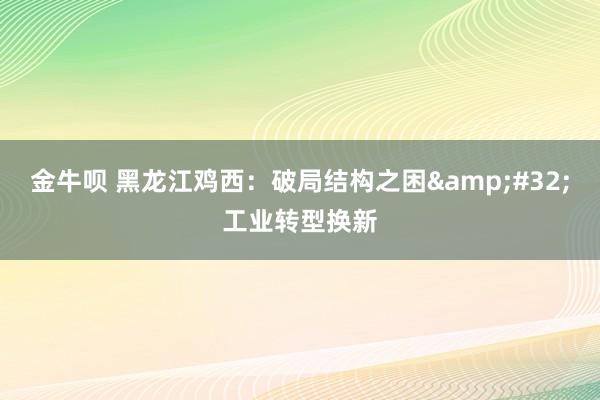 金牛呗 黑龙江鸡西：破局结构之困&#32;工业转型换新