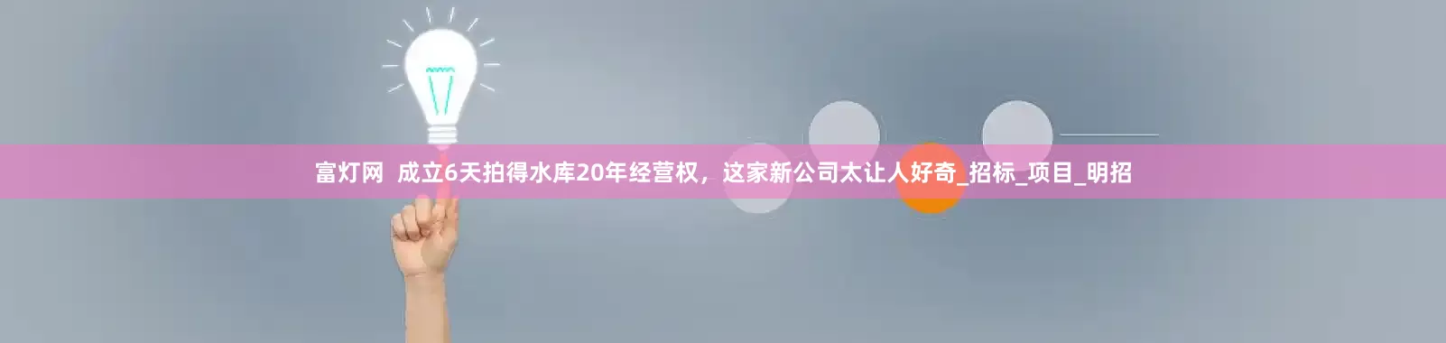 富灯网  成立6天拍得水库20年经营权，这家新公司太让人好奇_招标_项目_明招