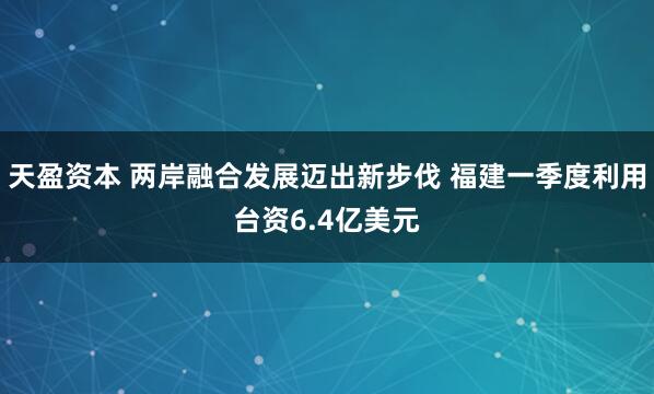天盈资本 两岸融合发展迈出新步伐 福建一季度利用台资6.4亿美元